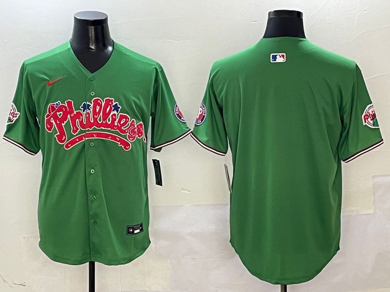 Men Philadelphia Phillies Blank Green Four generations joint name 2025 Nike MLB Jersey style 1->youth mlb jersey->Youth Jersey